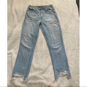 Abercrombie distressed mom jeans light washed